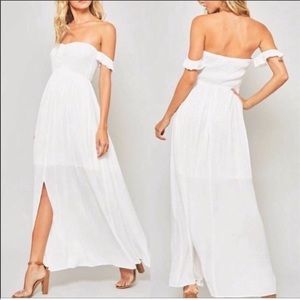 White Off-the-Shoulder Summer Maxi Dress Coverup